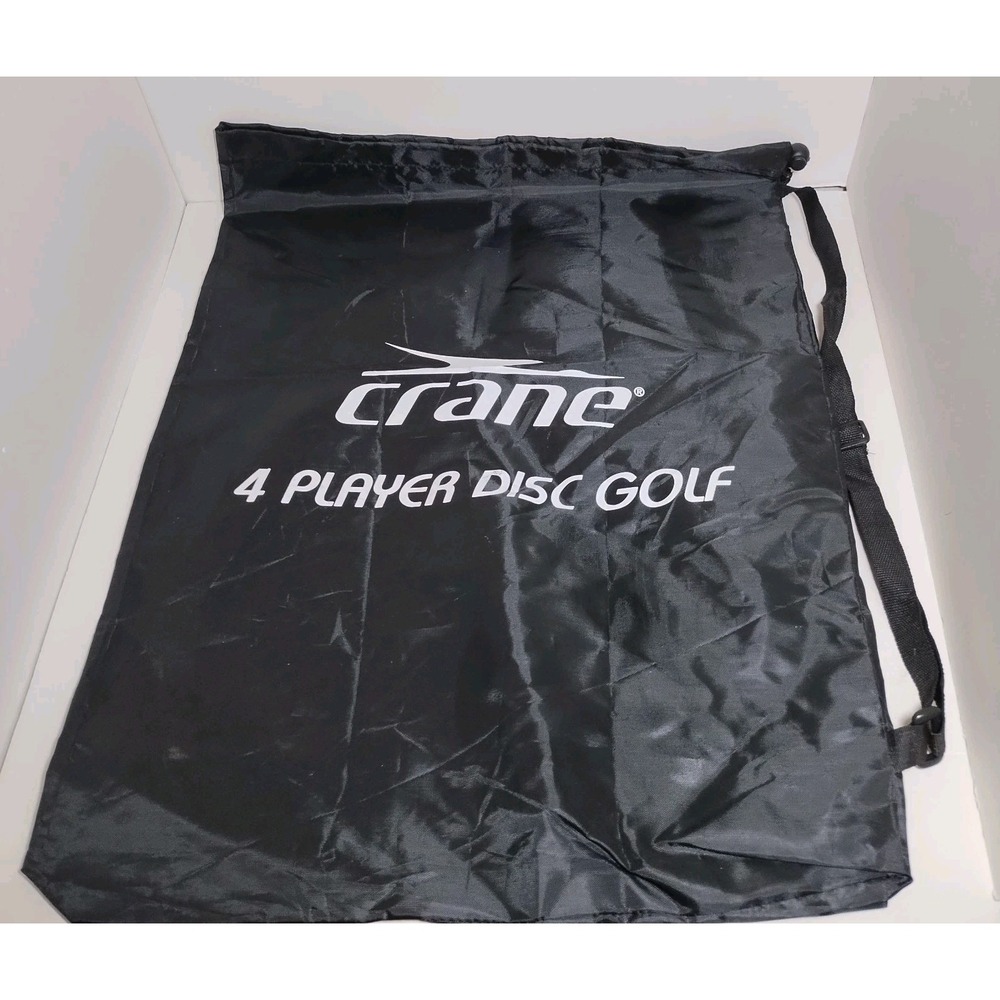 Crane 4‎ Person Disc Golf Draw String Bag With Adjustable Shoulder Strap Black